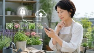 スマホ写真と菜園ノートでトマトの成長記録を残す家庭菜園の様子