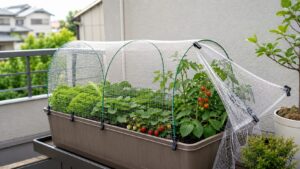ベランダのプランター菜園に防鳥ネットを張る方法