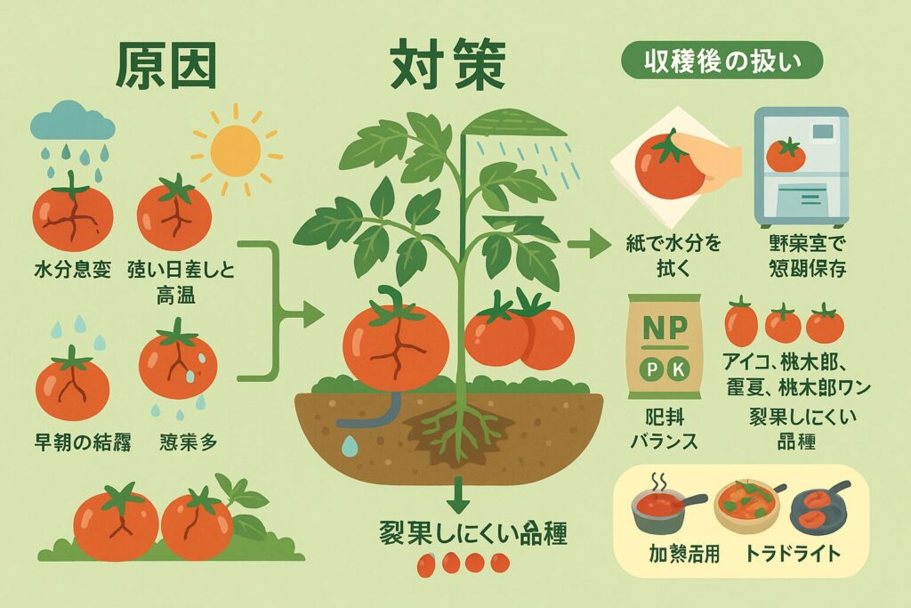 家庭菜園のトマトが割れる原因と対策完全ガイド 保存と活用法まで