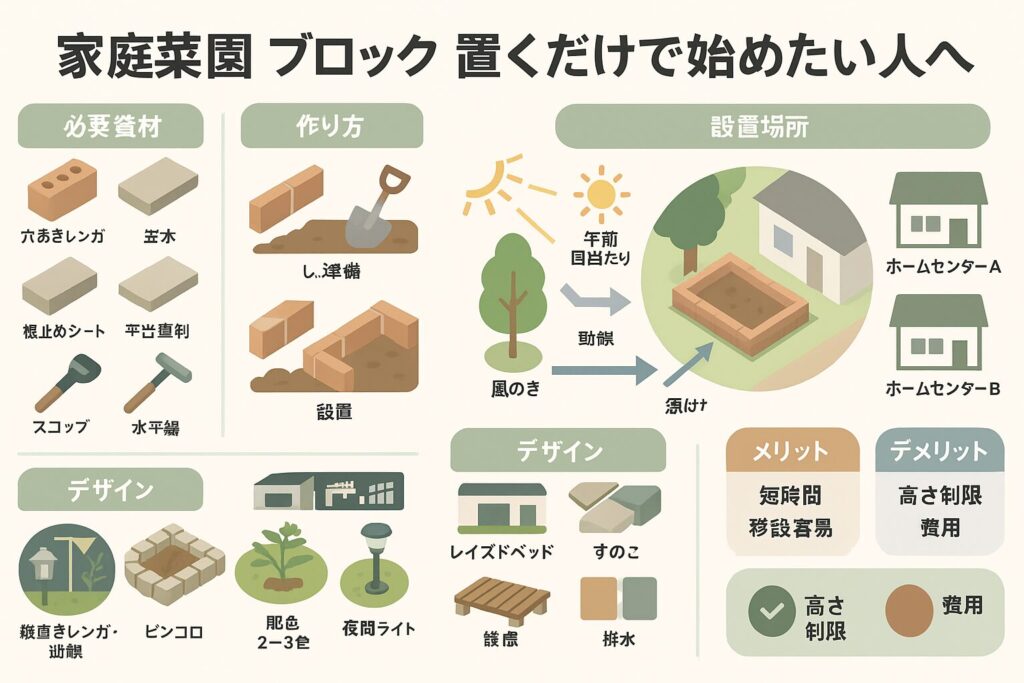 家庭菜園にブロックを置くだけで始める完全ガイド初心者向け