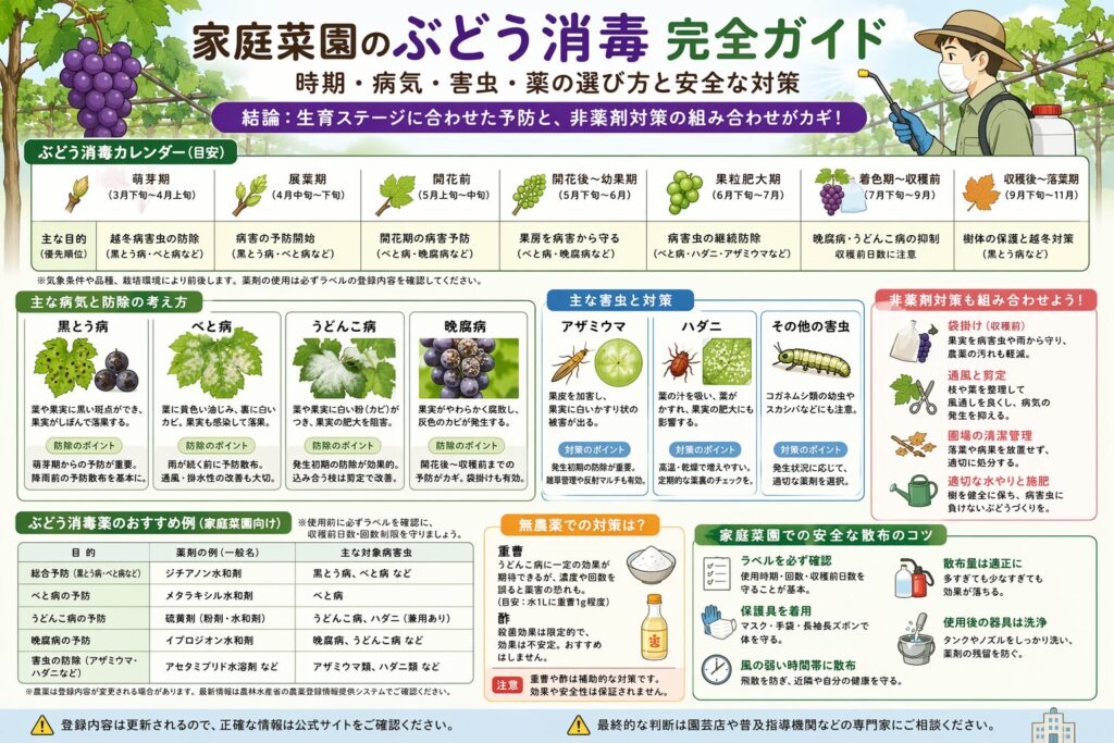 家庭菜園向け ぶどうの消毒の基本と時期や回数を詳しく解説