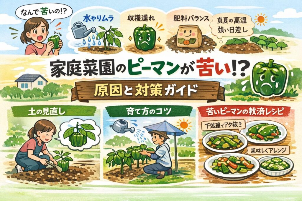 家庭菜園のピーマンが苦い？水不足・収穫遅れの見分け方と予防