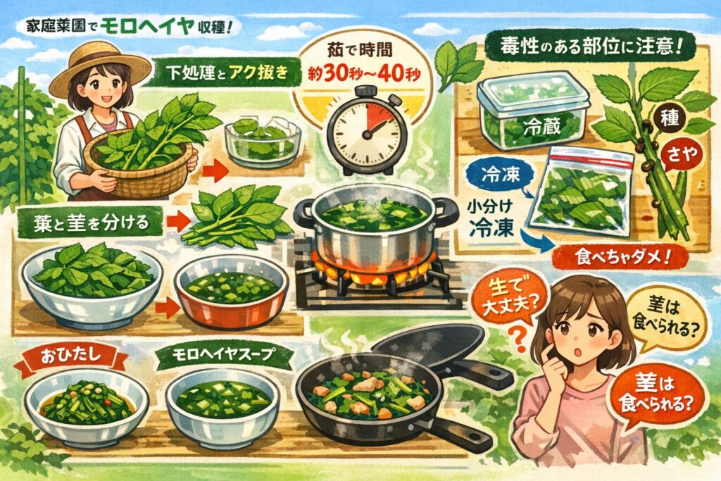 家庭菜園で作ったモロヘイヤの食べ方は？ 茎葉の使い分け冷凍保存安全法