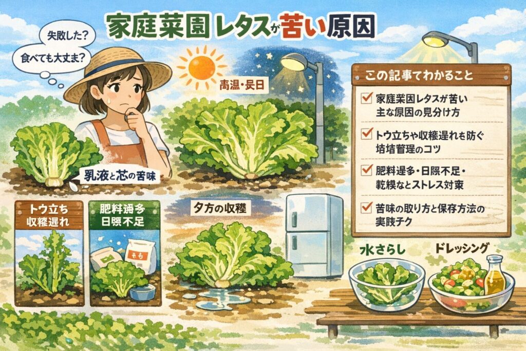 家庭菜園のレタスが苦い原因と失敗しない具体的な対策方法を解説します