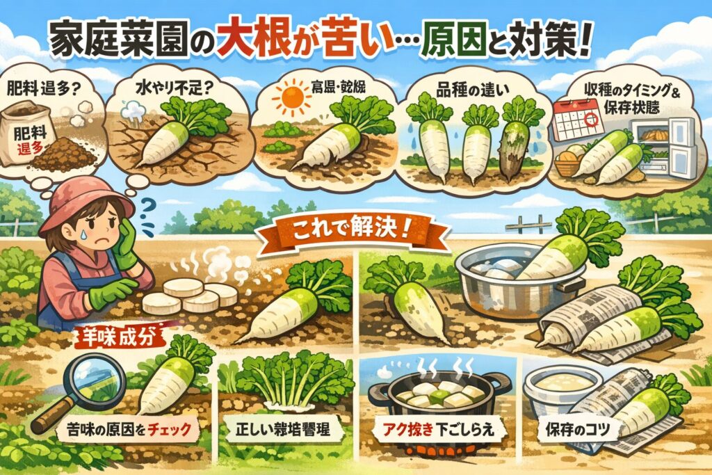 家庭菜園の大根が苦い原因を特定し甘く育てる対策を徹底総整理