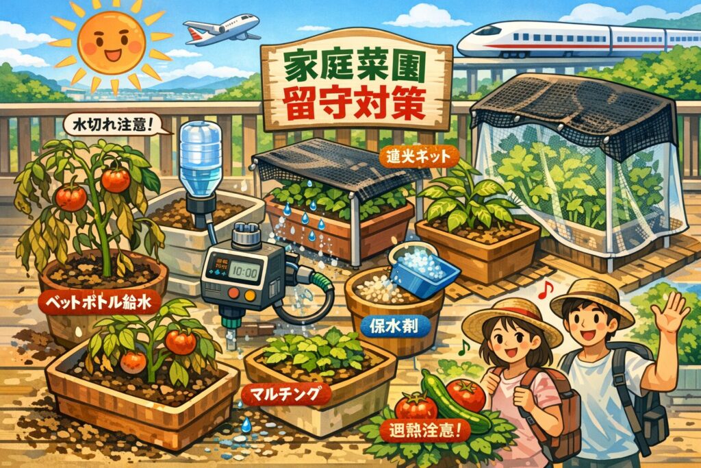 家庭菜園で家を空けるときの水やりと害虫対策　これで留守中の不安解消
