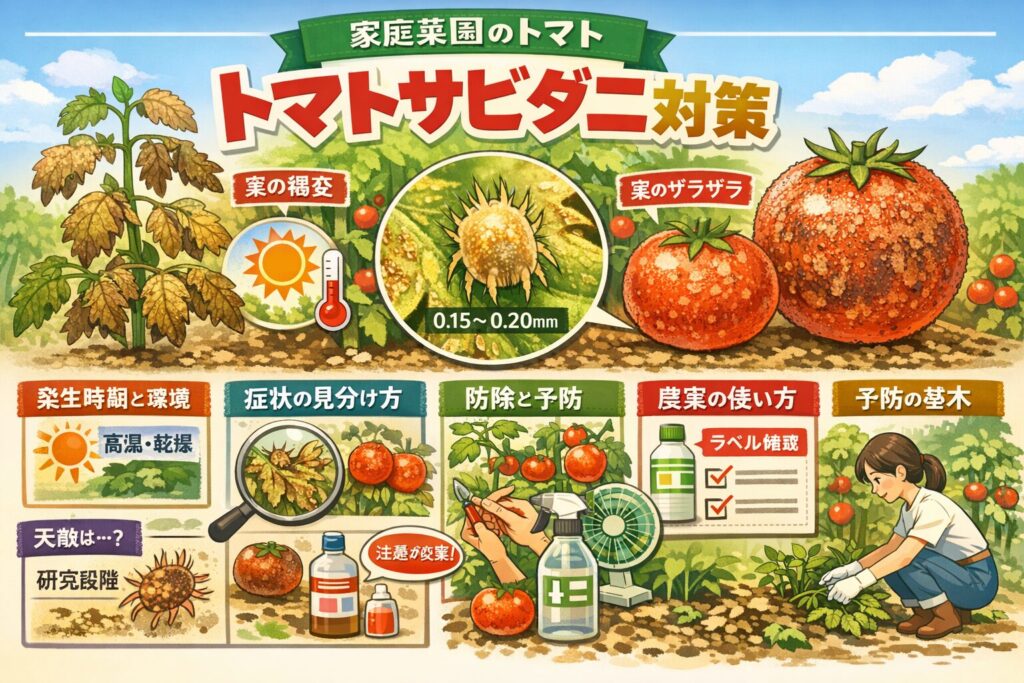 トマトのサビダニが家庭菜園で発生する原因と対策を徹底解説します