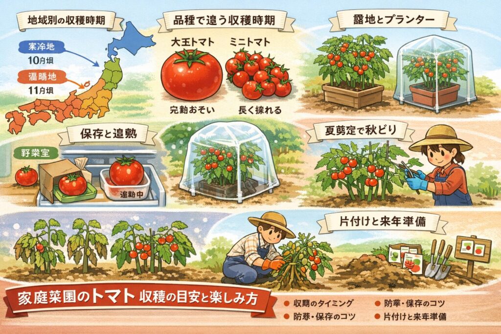 家庭菜園のトマトはいつまで収穫できる？地域別・品種別解説