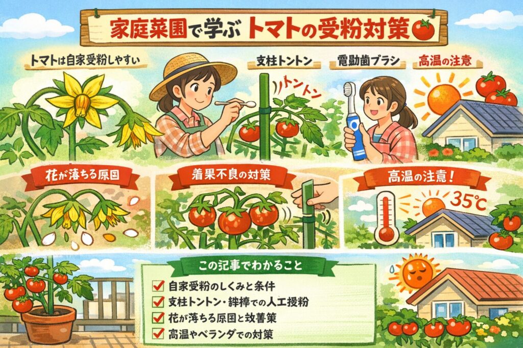 家庭菜園で作るトマトの受粉のコツ｜実がつかない原因と対策を解説