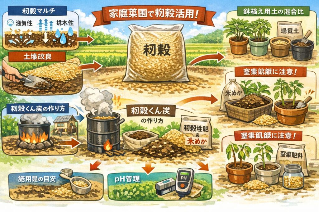 家庭菜園の籾殻の使い方完全ガイド 土壌改良と堆肥活用法はこれ!