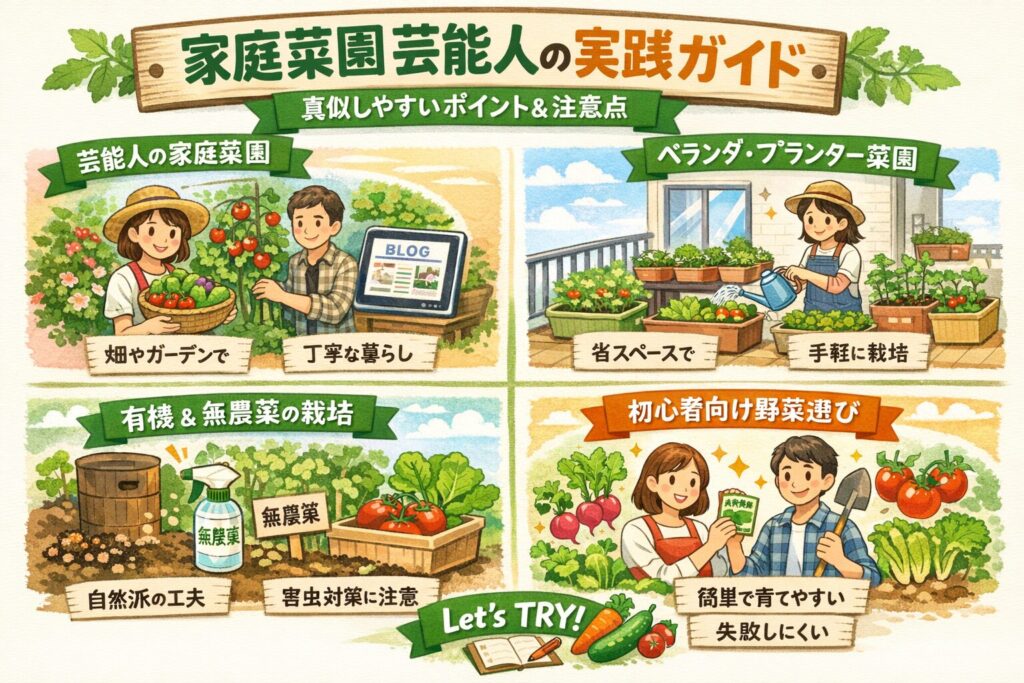 家庭菜園芸能人の実例まとめ|育て方と人気野菜のコツをまとめた完全版