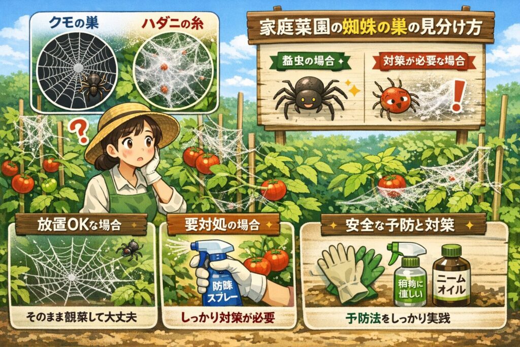 家庭菜園の蜘蛛の巣は放置して大丈夫なの？原因と対策を解説します