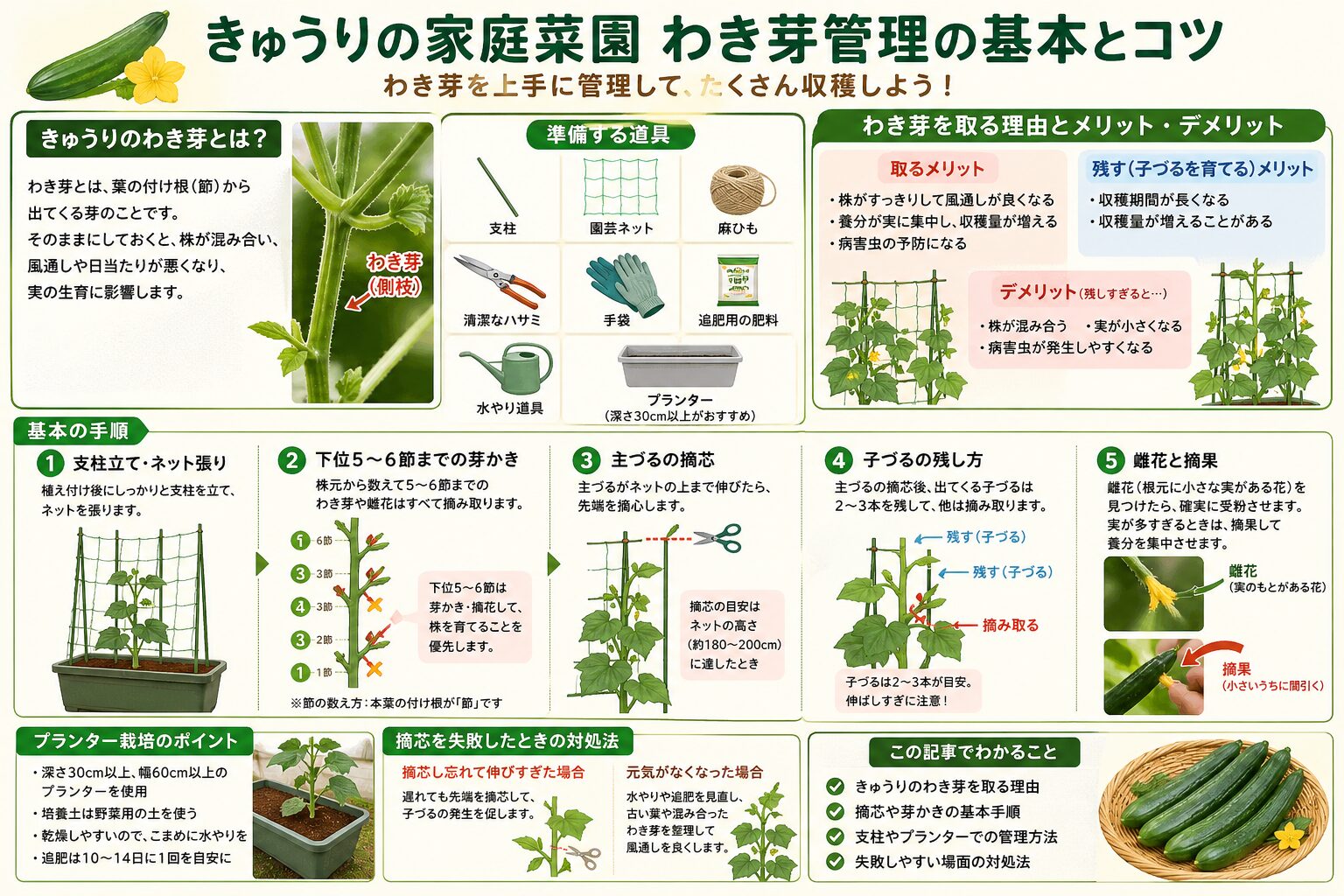 きゅうり 摘心 わかりやすい
