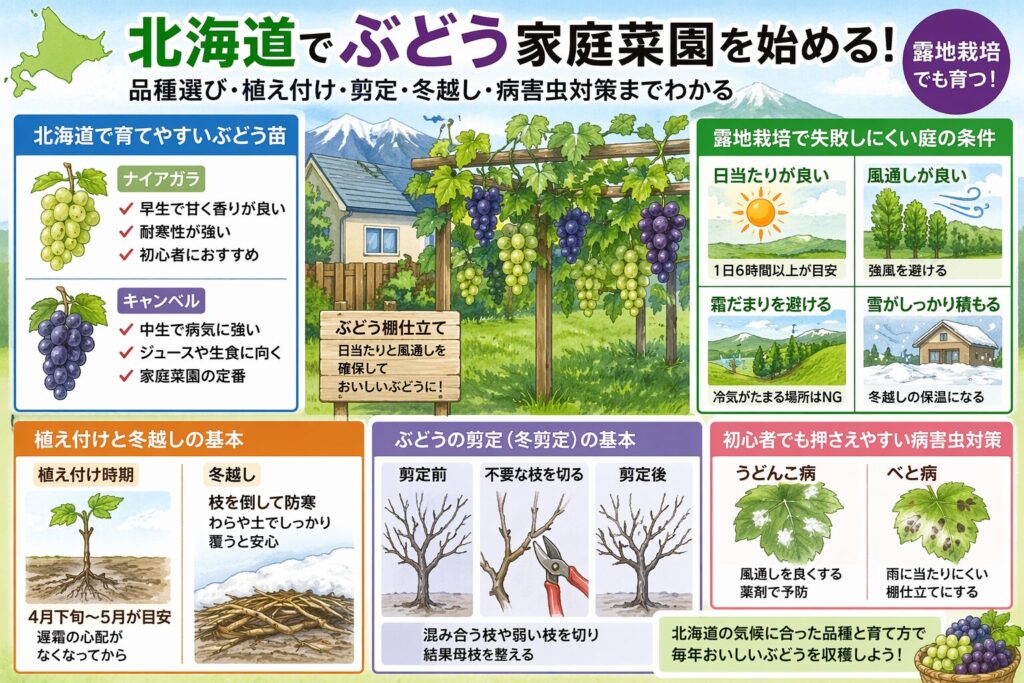 北海道でぶどうの家庭菜園を始める！初心者向け苗と育て方完全ガイド