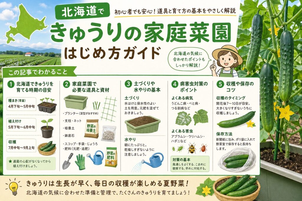 北海道できゅうりの家庭菜園を始める前に必要な資材と育て方の基本
