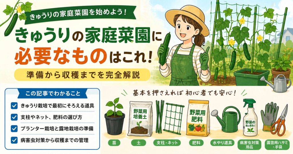 きゅうりの家庭菜園に必要なものはこれ！準備から収穫までを完全解説