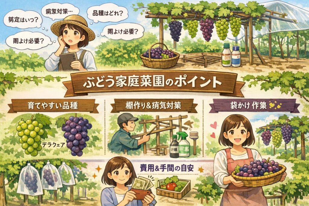 ぶどうを家庭菜園で作る難易度は？初心者向け品種と剪定のコツや病気対策