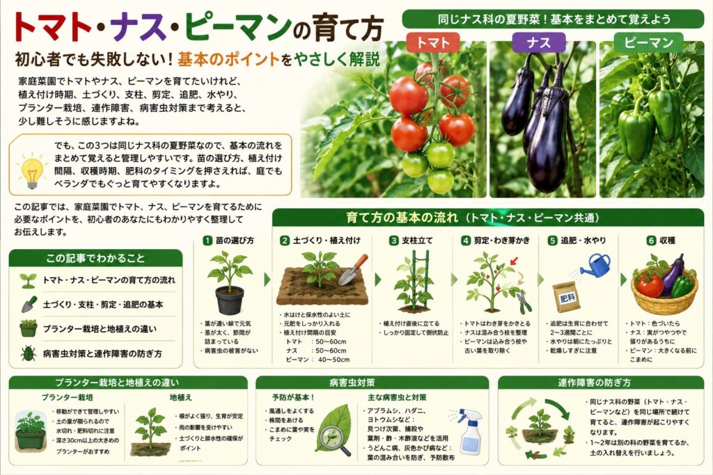家庭菜園のトマト・ナス・ピーマン栽培完全ガイド初心者向け保存版