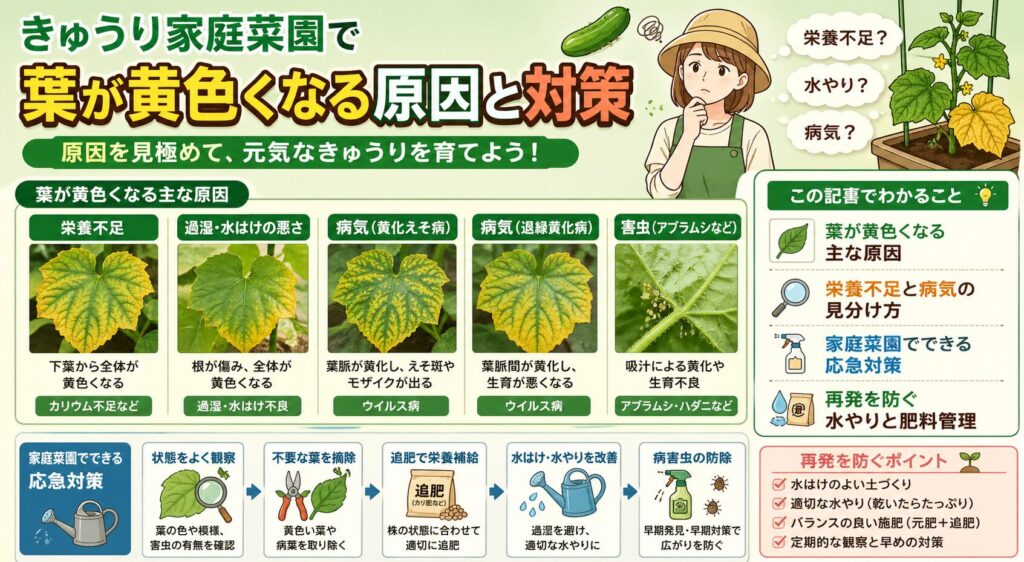 きゅうり家庭菜園で葉が黄色くなる原因を症状別に見分ける方法を解説