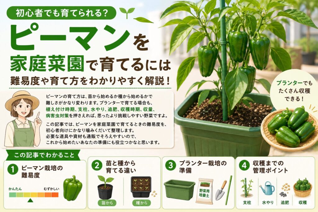 ピーマンを家庭菜園で育てる難易度は高い？初心者向け育て方を解説