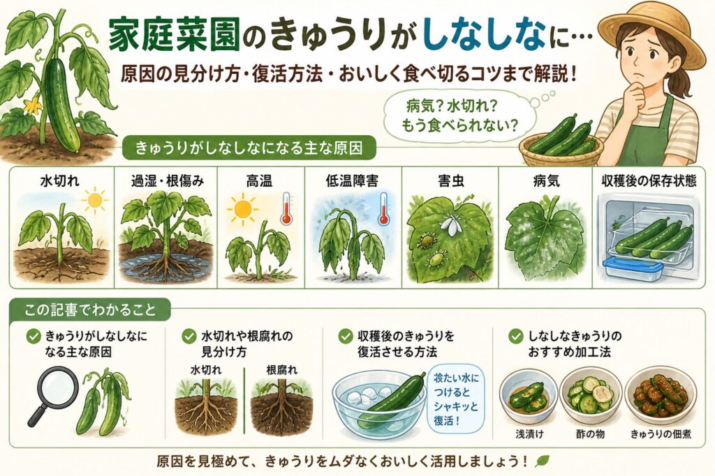 家庭菜園のきゅうりがしなしなに！原因と復活法を初心者向け解説