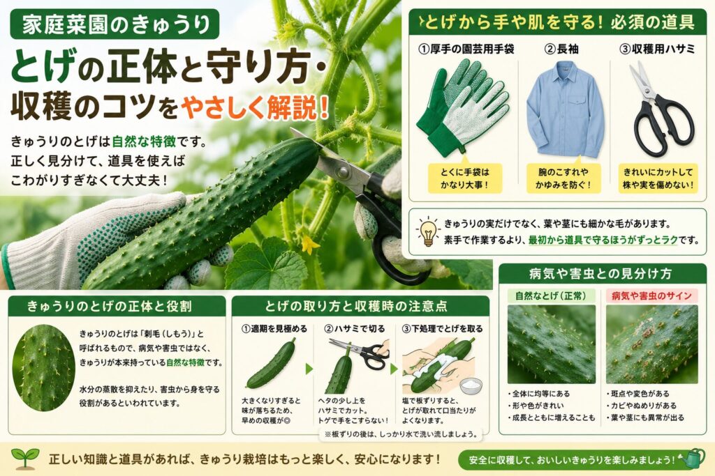 家庭菜園のきゅうりのとげ対策と安全な収穫方法を初心者向けに徹底解説