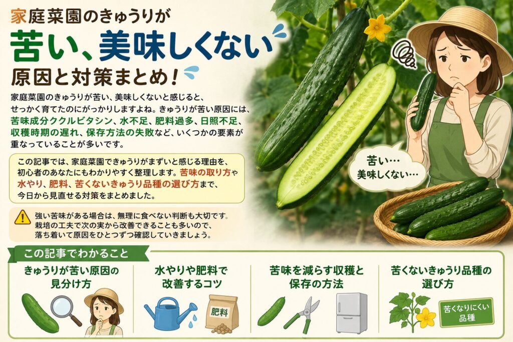 家庭菜園のきゅうりが苦い・美味しくないのはなぜ？原因と改善方法