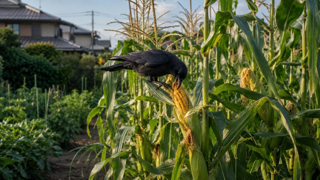 家庭菜園のとうもろこしカラス対策は防鳥ネットと袋で守る実践方法