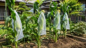 とうもろこし保護袋で家庭菜園の実をカラスから守る対策