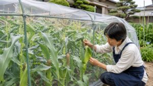 防鳥ネットでとうもろこしを害虫や鳥害から守る家庭菜園