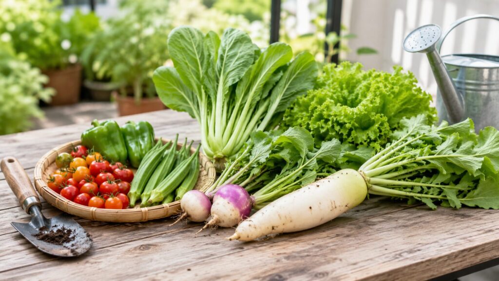 家庭菜園初心者におすすめのミニトマトや葉物、根菜の収穫野菜